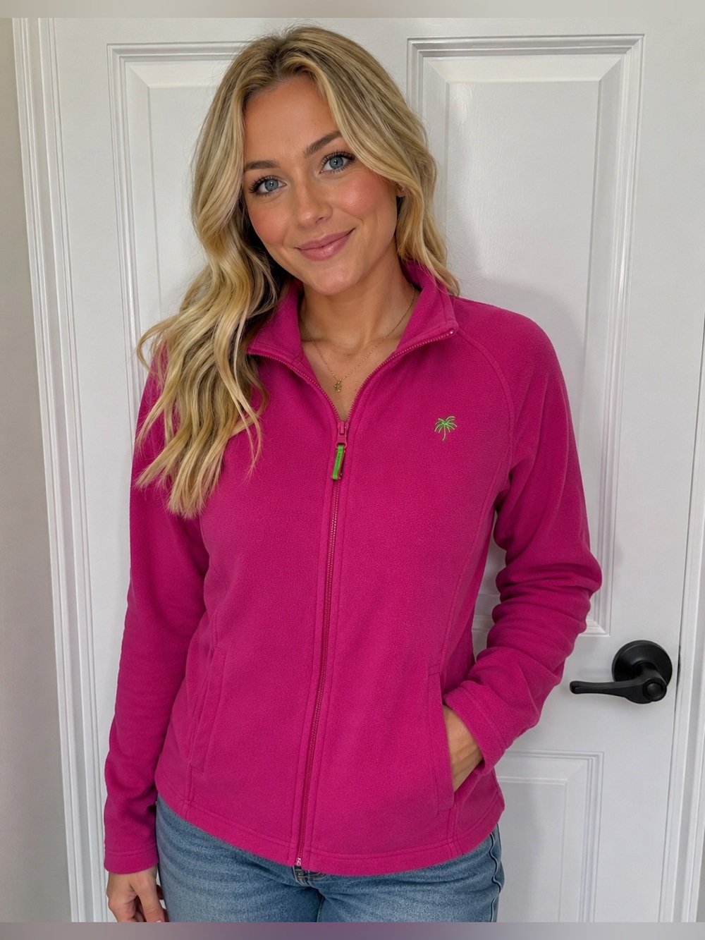 Lilly Pulitzer Fleece Zip Up Jacket - Vibrant Pink size M